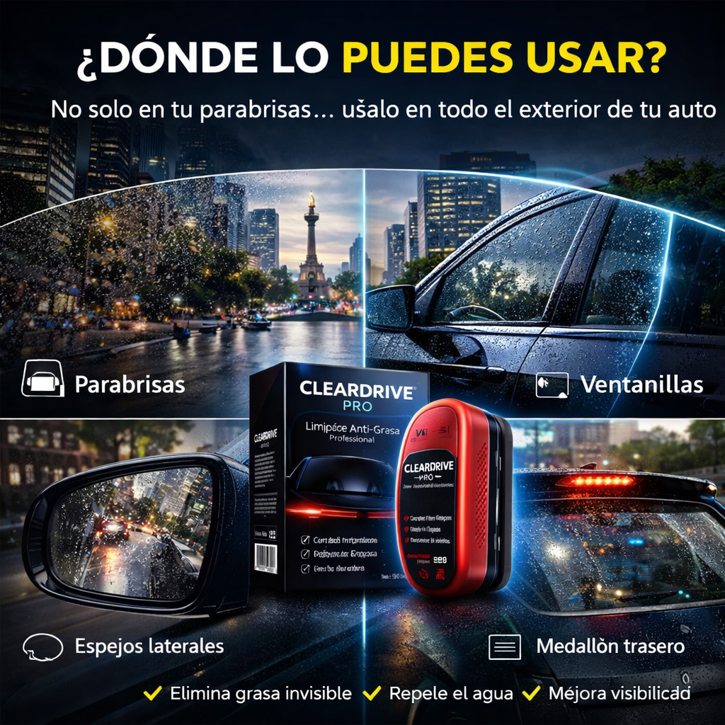 CLEARDRIVE™|LimpiadorAnti-Grasa con Efecto Repelente de Agua