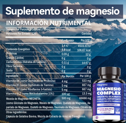 Magnesio Complex 7 en 1 + Vitaminas B (60Cap)