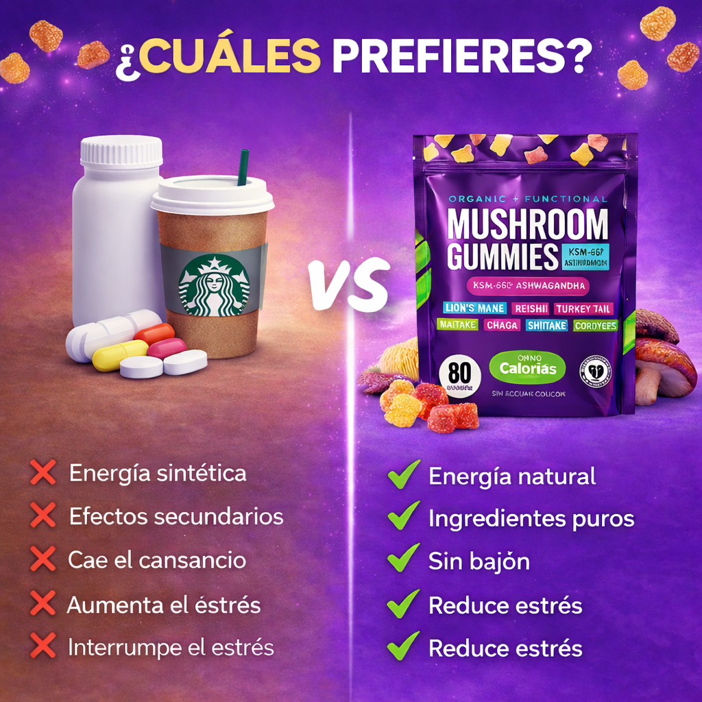 Mushroom Ashwaganha Gummies – Suplemento 100% Orgánico