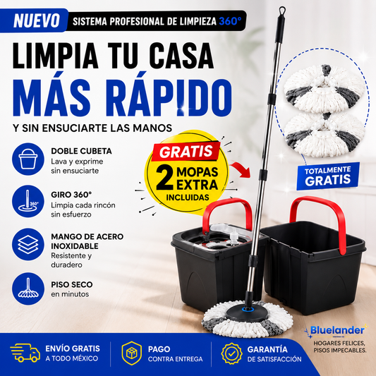 Bluelander™-Trapeador 360° Doble Cubeta
