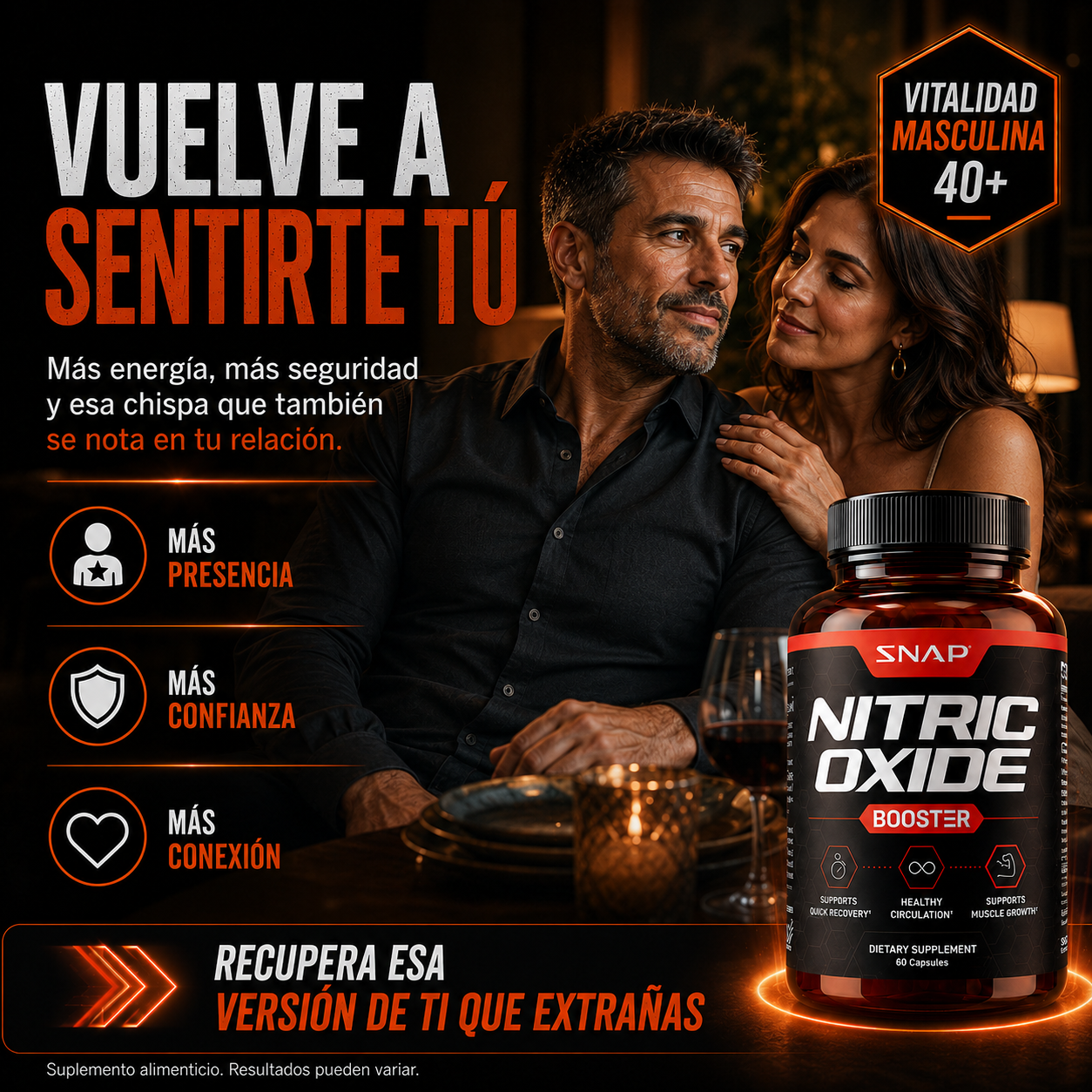 Oxido Nitrico 40+ /Confianza Masculina(60 Cáp)