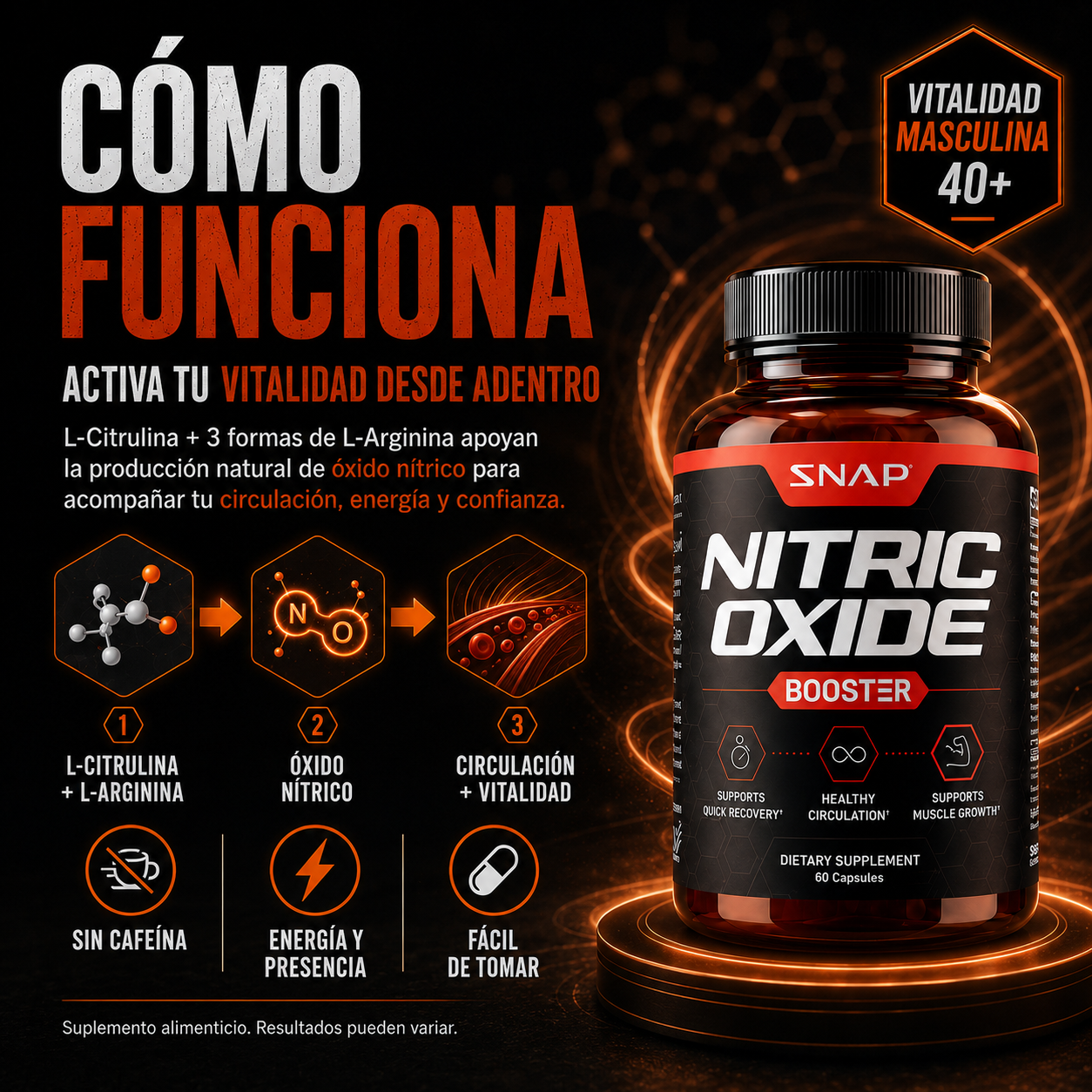 Oxido Nitrico 40+ /Confianza Masculina(60 Cáp)