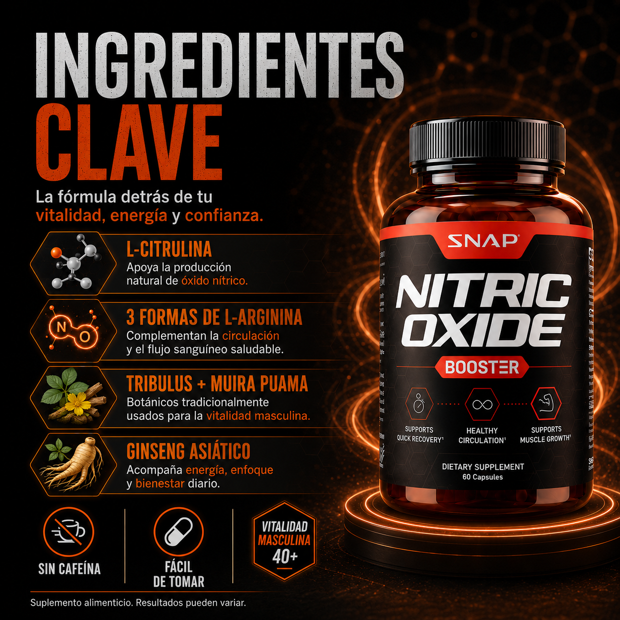 Oxido Nitrico 40+ /Confianza Masculina(60 Cáp)