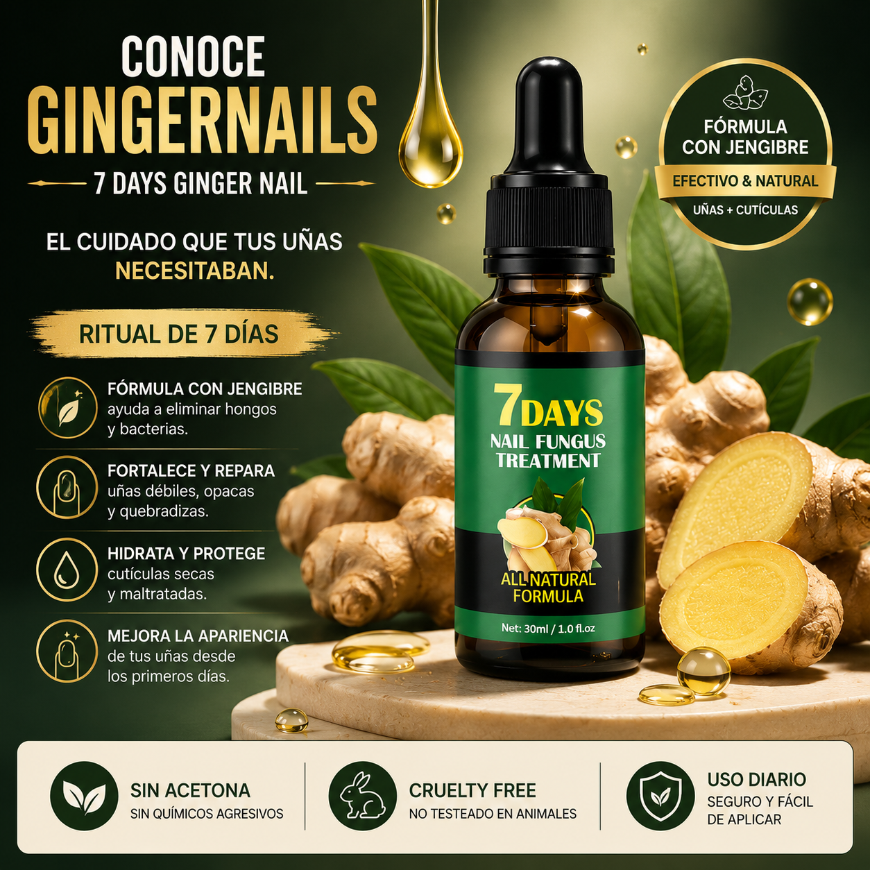GingerNails™ - Sérum Fortalecedor de Uñas