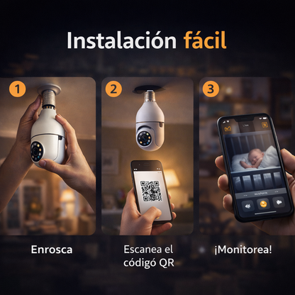 VigiLux 360° WiFi-Cámara Foco Robótica