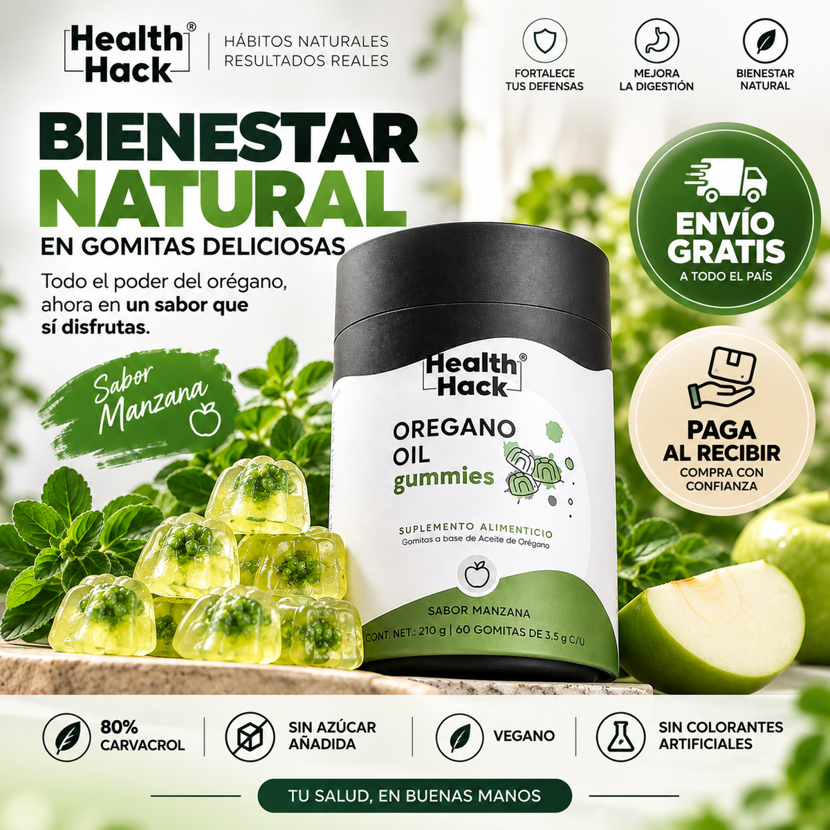 GomiOrégan® Sabor Manzana | 60 Gomitas